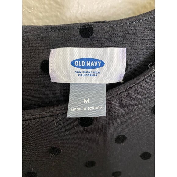 Old Navy Womens Black Polka Dot Dress 3/4 Bell Sleeves M Polyester zipper - Picture 3 of 6